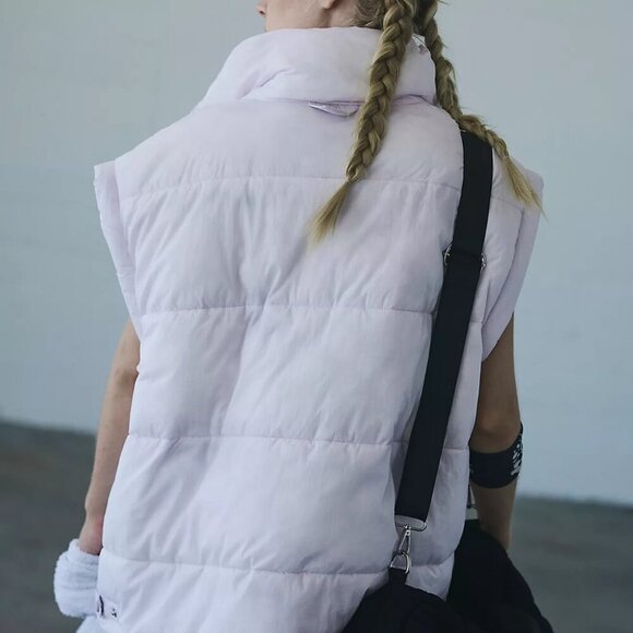 NWT $148 Free People In a Bubble Oversized Puffer Vest Rose Quartz Pink LARGE - Picture 2 of 12